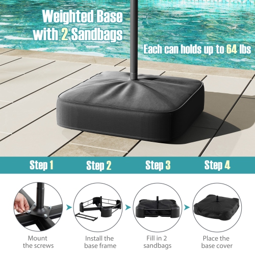 Gymax 13FT Double-sided Patio Umbrella w/ Crank Handle Umbrella Base Safety Lock