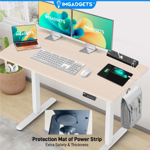 IMGadgets Desk Clamp Power Bar | 5 AC Outlets Charging Station | 20W Fast Charging | 6 USB Ports | 900J Surge Protector | 6.6ft Extension Cord | 45°