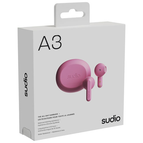 Écouteurs boutons 100 % sans fil A3 Audio de Sudio - Rose