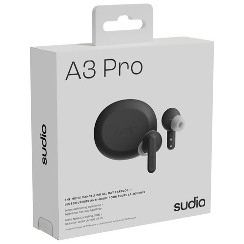 Écouteurs boutons 100 % sans fil à suppression du bruit A3 Pro Audio de Sudio - Noir