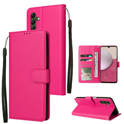 [CS] Magnetic Card Slot Leather Folio Wallet Flip Case Cover for Samsung Galaxy A36 / A56, Hot Pink