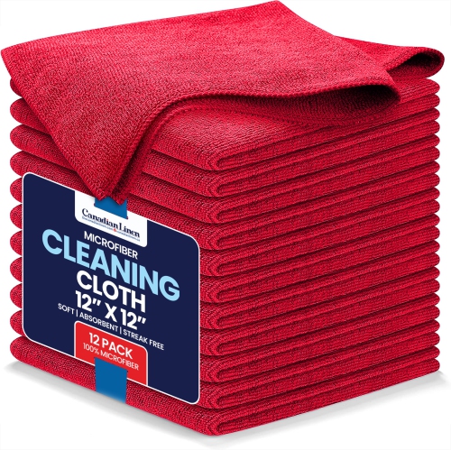 Image 1 de 9.. HYGIENX – Chiffon de nettoyage en microfibre, 12 x 12&nbsp;po, paquet de 12 chiffons à vaisselle souples très absorbants, réutilisables, séchage