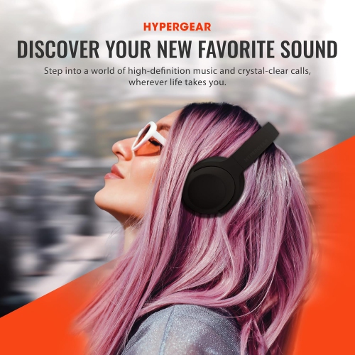 HyperGear Headphones Bluetooth Stealth 2 Active Noise Cancelling Built in Mic 18hr Play Time Over the Ear Comfort Mulitpoint Connection – Black