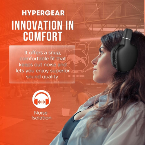 HyperGear Headphones Bluetooth Vibe Over The Ear – Noise Isolating Built in Mic & Call Controls Ultra Lightweight 10Hr Play Time Quick Charge Aux