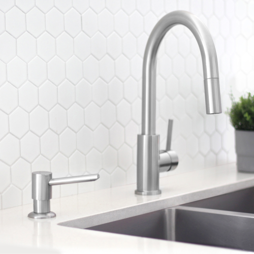 STYLISH Pull Down Kitchen Faucet + Soap Dispenser - Stainless Steel Finish