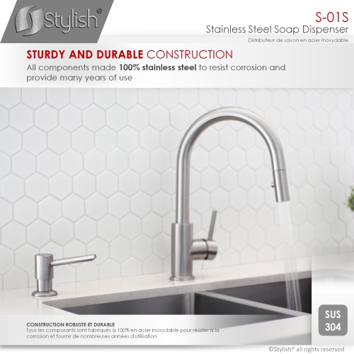 STYLISH Pull Down Kitchen Faucet + Soap Dispenser - Stainless Steel Finish