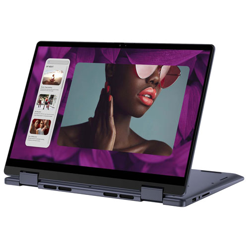 Portable 2-en-1 à écran tactile de 14 po Inspiron de Dell - Bleu minuit (Ryzen 7 8840HS d'AMD/RAM 16 Go/SSD 512 Go/Windows 11)