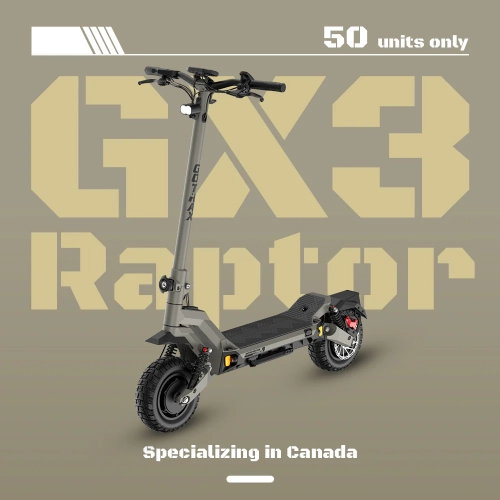 Image 1 de 6.. Trottinette électrique haute performance GX3 de Gotrax, moteur double 1000&nbsp;W/pneus 11 x 3&nbsp;po/autonomie 64&nbsp;km et 60&nbsp;km/h/double