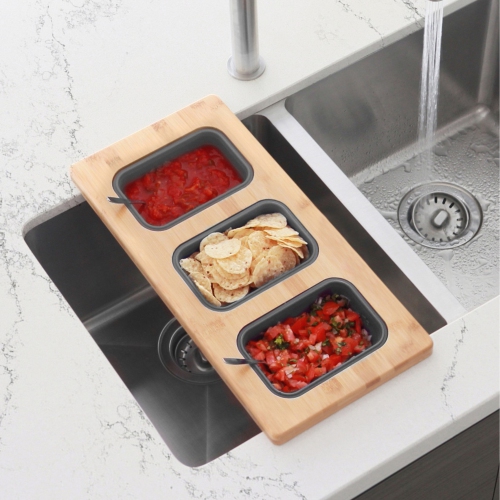 Over the Sink Serving Board with 3 Containers