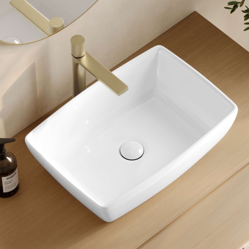 Stylish 19" Top-mount Rectangular Porcelain Vessel Bathroom Sink P-220