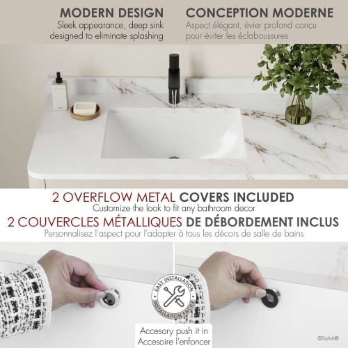 21.25"W x 14.5"D White Rectangular Undermount Bathroom Sink