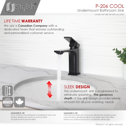 STYLISH 19 inch Oval Undermount Bathroom Sink with 2 Overflow Finishes