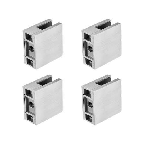 VEVOR 4 PCS Glass Clamp, Square Glass Railing Bracket for 0.31 "-0.47 " Tempered Glass, 304 Stainless Steel Glass Mounting Clamp, Glass Shelf Bracket