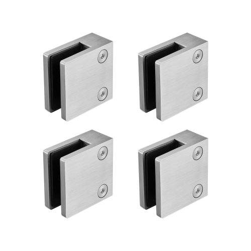 VEVOR 4 PCS Glass Clamp, Square Glass Railing Bracket for 0.31 "-0.47 " Tempered Glass, 304 Stainless Steel Glass Mounting Clamp, Glass Shelf Bracket