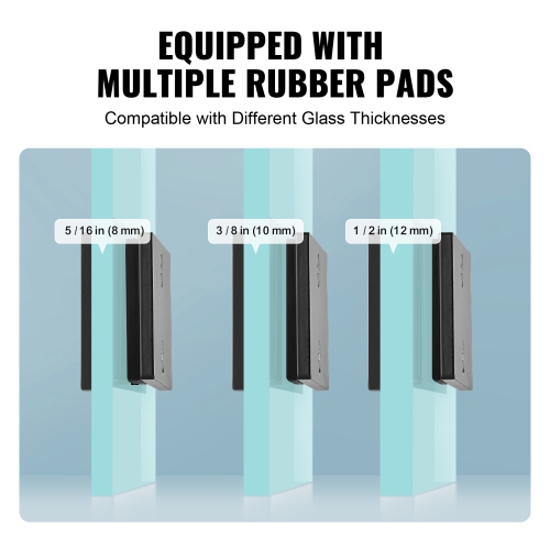 VEVOR 4 PCS Glass Clamp, Rectangle Glass Railing Bracket for 0.31 "-0.47 " Tempered Glass, 304 Stainless Steel Glass Mounting Clamp, 0.2” Thick Glass