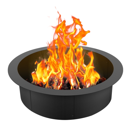 VEVOR 36-Inch Fire Pit Ring, Outer/30-Inch Inner Diameter, 10inch Height 2.5mm Thick Fire Pit Insert, Heavy Duty Carbon Steel Liner DIY Campfire Ring