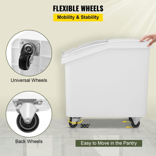 VEVOR 21Gallon/80L Rice Storage Container, Large Dog Food Dispenser Bin, Kitchen Ingredient Grain Cereal Flour Bin, Pet food Containers with Wheels,