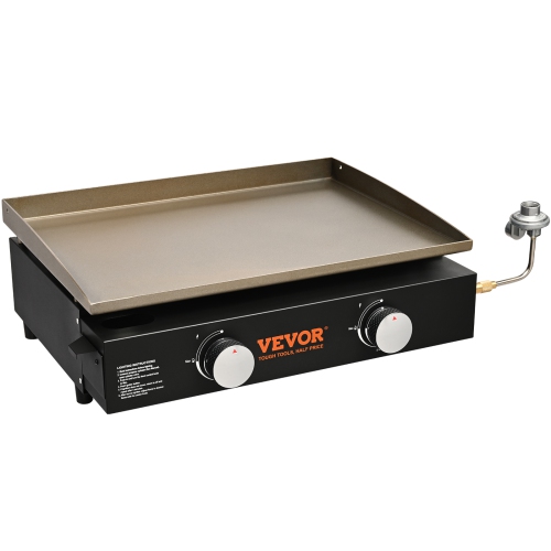 VEVOR 22.4" Commercial Griddle, Heavy Duty Manual Flat Top Griddle, Countertop Gas Grill with Non-Stick Cooking Plate, Steel Natural Gas Griddle,
