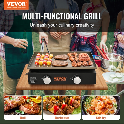 VEVOR 22.4" Commercial Griddle, Heavy Duty Manual Flat Top Griddle, Countertop Gas Grill with Non-Stick Cooking Plate, Steel Natural Gas Griddle,