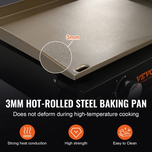VEVOR 22.4" Commercial Griddle, Heavy Duty Manual Flat Top Griddle, Countertop Gas Grill with Non-Stick Cooking Plate, Steel Natural Gas Griddle,