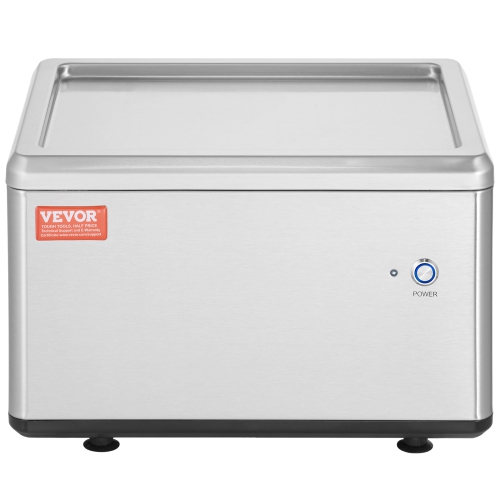 VEVOR 12.6" x 8.5" Fried Ice Cream Roll Machine, Stir-Fried Ice Cream Pan, Stainless Steel Rolled Ice Cream Maker with Compressor and 2 Scrapers, for