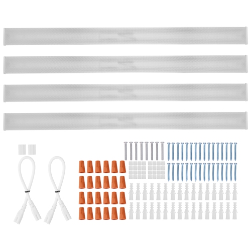 VEVOR 8FT LED Wraparound Light, 110W 10,000LM, Flush Mount LED Shop Light, 4 Pack 6500K Daylight LED Kitchen Ceiling Lighting Fixtures, for Garage