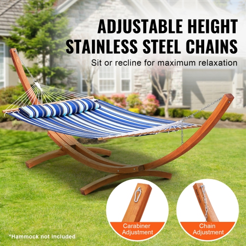 VEVOR 475 lbs Wooden Hammock Stand, Universal 2 Person Hammock Frame Fits 9-13 ft Hammocks, Larch Wood Arc Adjustable Stand for Hammock with Chain