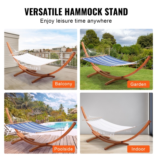 VEVOR 475 lbs Wooden Hammock Stand, Universal 2 Person Hammock Frame Fits 9-13 ft Hammocks, Larch Wood Arc Adjustable Stand for Hammock with Chain