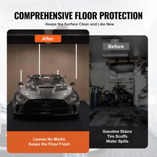 VEVOR 7.4'x17' Garage Floor Mat, Waterproof Protection from Water,Snow, Rain,Mud and Oil for Cars, Non-slip Heavy Duty Containment Mat with TPE