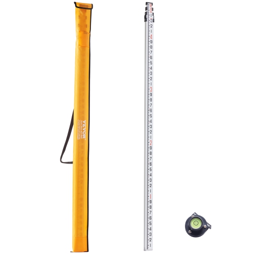 VEVOR 6-Feet/10ths Aluminum Grade Rod, 14 Sections Telescopic Measuring Rod,Double-Sided Scale 1/10ft Leveling Rod Stick,Aluminum Alloy Survey Rod w/