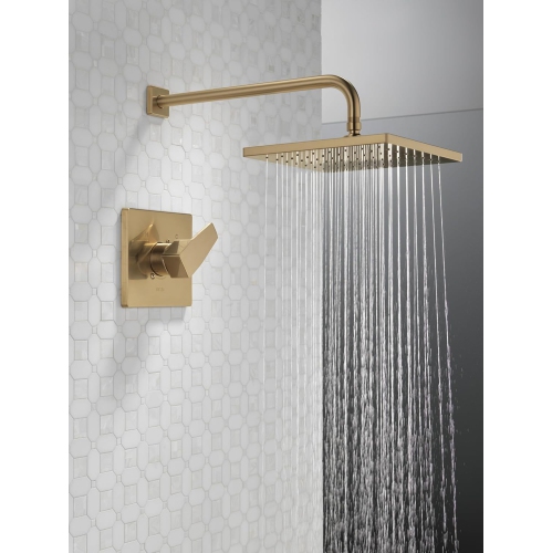 Delta Faucet Modern Raincan Square Single-Function Shower Valve Trim Kit Gold, Shower Faucet Set