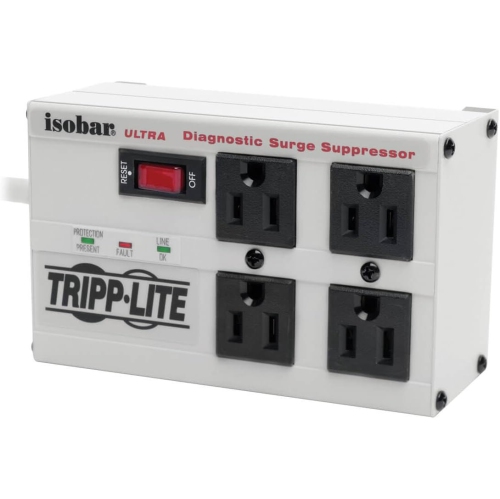 Tripp Lite ISOBAR4ULTRA Surge Protector, Metal 4 Outlet, 6FT Cord, 3330 Joules