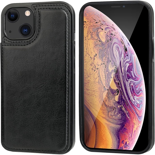 BIG SALE - Wallet Case for iPhone 13 with Card Holder, PU Leather Kickstand Card Slots Case, Double Magnetic Clasp Durable Shockproof Cover for