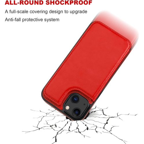 BIG SALE - Wallet Case for iPhone 13 with Card Holder, PU Leather Kickstand Card Slots Case, Double Magnetic Clasp Durable Shockproof Cover for