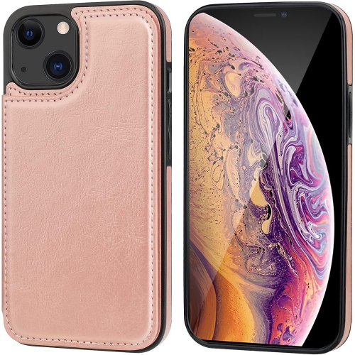 BIG SALE - Wallet Case for iPhone 13 with Card Holder, PU Leather Kickstand Card Slots Case, Double Magnetic Clasp Durable Shockproof Cover for