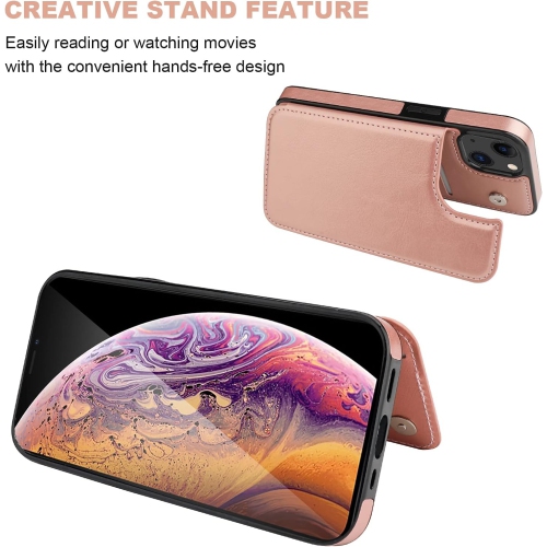 BIG SALE - Wallet Case for iPhone 13 with Card Holder, PU Leather Kickstand Card Slots Case, Double Magnetic Clasp Durable Shockproof Cover for