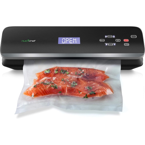 Image 1 of 6.. NutriChef Automatic Vacuum Sealer with LCD, Wet/Dry Seal Modes, and Starter Kit - Black