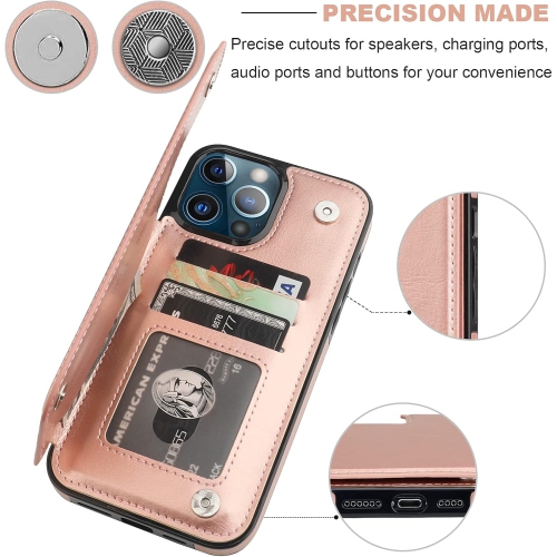 BIG SALE - Wallet Case for iPhone 13 PRO MAX, with Card Holder, PU Leather Kickstand Card Slots Case, Double Magnetic Clasp Durable Shockproof Cover
