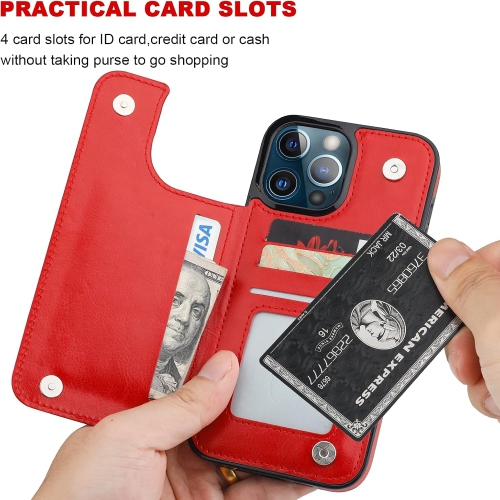 BIG SALE - Wallet Case for iPhone 13 PRO MAX, with Card Holder, PU Leather Kickstand Card Slots Case, Double Magnetic Clasp Durable Shockproof Cover