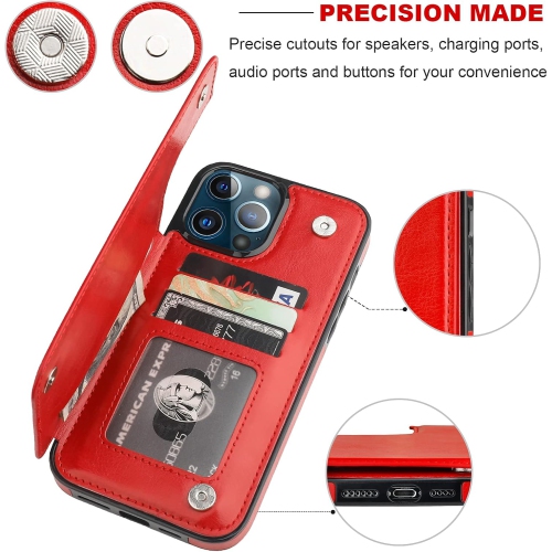 BIG SALE - Wallet Case for iPhone 13 PRO MAX, with Card Holder, PU Leather Kickstand Card Slots Case, Double Magnetic Clasp Durable Shockproof Cover