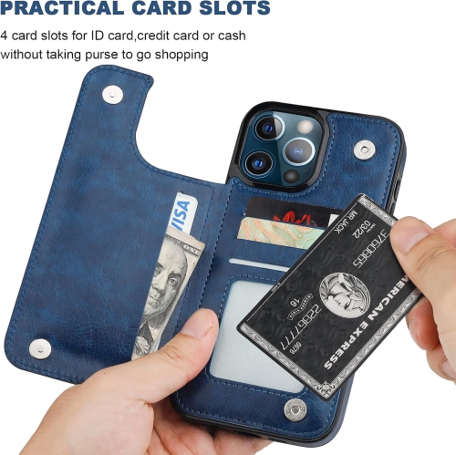 BIG SALE - Wallet Case for iPhone 13 PRO MAX, with Card Holder, PU Leather Kickstand Card Slots Case, Double Magnetic Clasp Durable Shockproof Cover