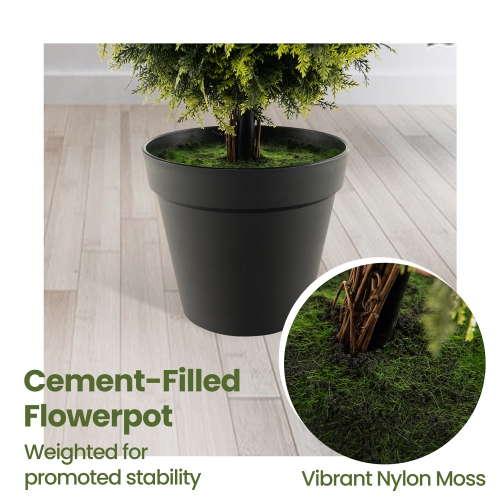 Gymax 47.5'' Artificial Boxwood Topiary Tree w/ Natural Vines PE Leaves & Flowerpot