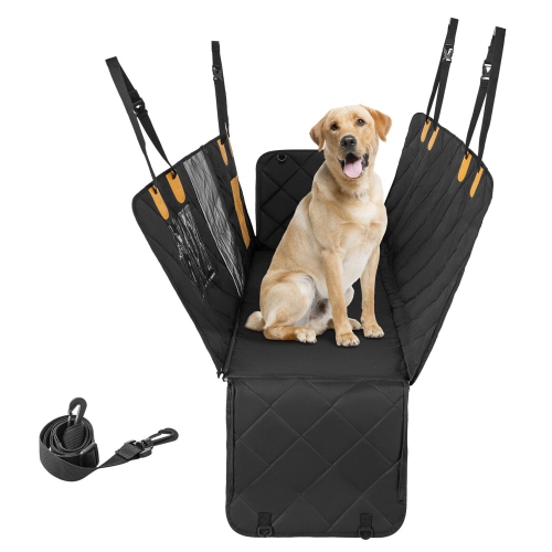 Gymax Dog Car Seat Cover for Back Seat w/ Mesh Windows Waterproof & Scratch-proof
