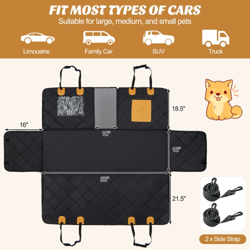 Gymax Dog Car Seat Cover for Back Seat w/ Mesh Windows Waterproof & Scratch-proof