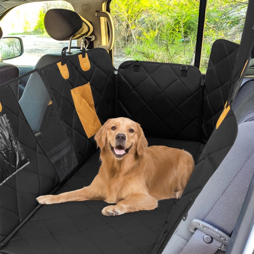 Gymax Dog Car Seat Cover for Back Seat w/ Mesh Windows Waterproof & Scratch-proof