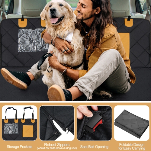 Gymax Dog Car Seat Cover for Back Seat w/ Mesh Windows Waterproof & Scratch-proof