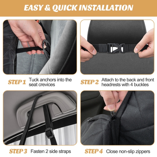 Gymax Dog Car Seat Cover for Back Seat w/ Mesh Windows Waterproof & Scratch-proof