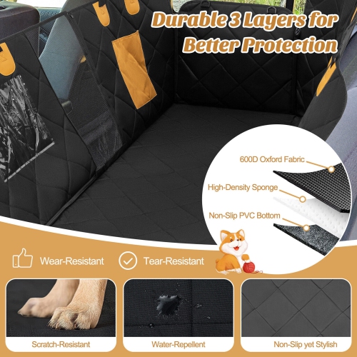 Gymax Dog Car Seat Cover for Back Seat w/ Mesh Windows Waterproof & Scratch-proof