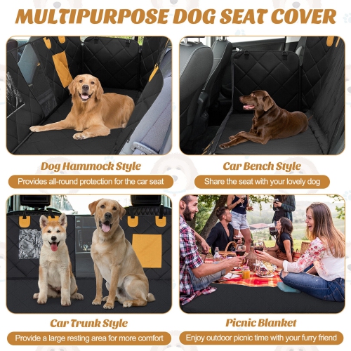 Gymax Dog Car Seat Cover for Back Seat w/ Mesh Windows Waterproof & Scratch-proof
