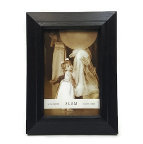 Image 1 of 2.. Elegance 4x6" Wood Frame,Narrow Border , Black Color